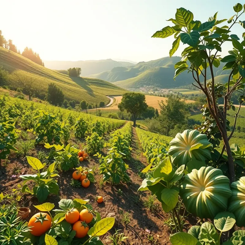 A serene landscape depicting the natural beauty of organic produce.