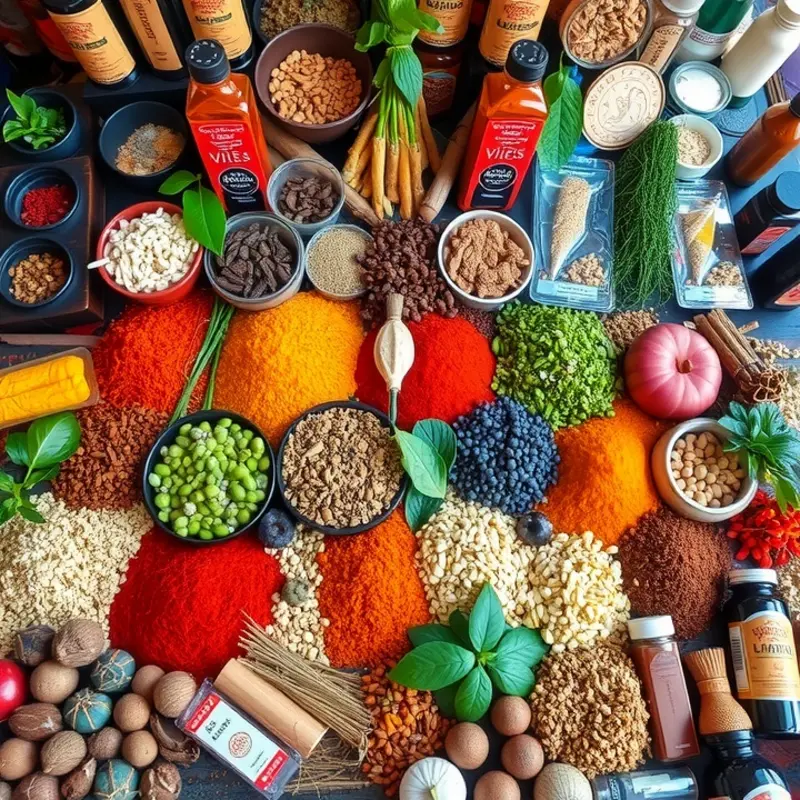 A picturesque field showcasing a variety of vibrant spices.