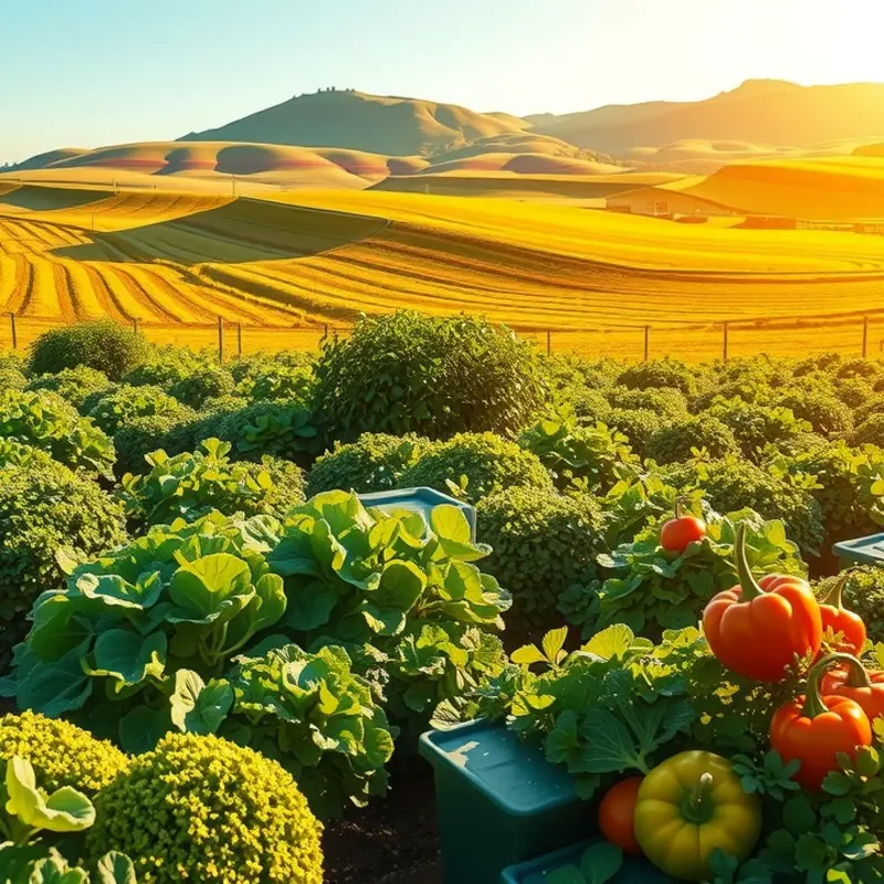 A vibrant sunlit field showcasing the abundance of organic produce.