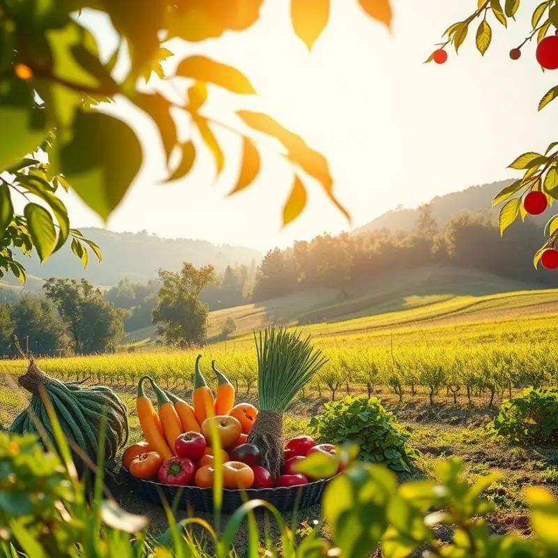 A serene landscape illustrating the abundance of healthy produce.