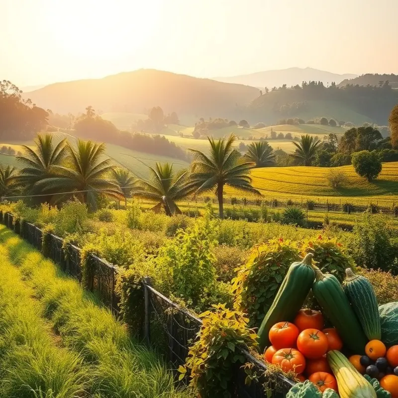 A vibrant landscape showcasing the beauty of nature and healthy produce.
