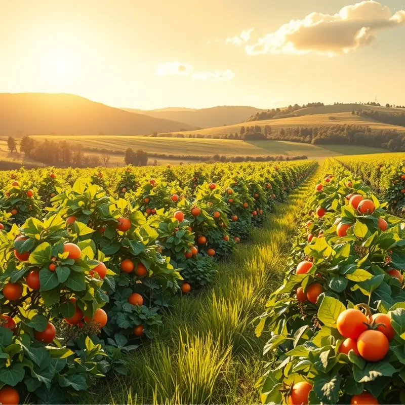 A sunlit field showcasing vibrant vegetables and fruits, emphasizing the importance of quality cooking oils in nutrition.