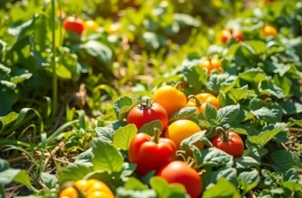 Photorealistic landscape of a sunlit field filled with vibrant vegetables and fruits, evoking a sense of healthy living.