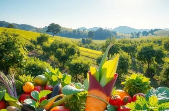 A peaceful field filled with fresh produce and greenery.