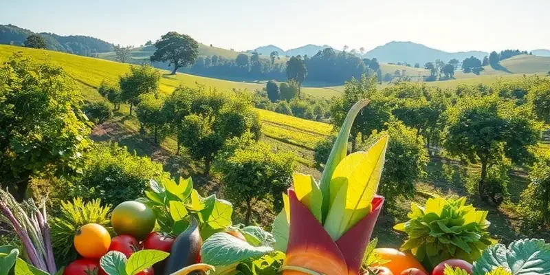 A peaceful field filled with fresh produce and greenery.