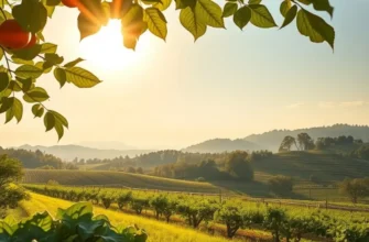 Scenic view of a sunlit field filled with vegetables and fruits, illustrating health-focused nutrition.