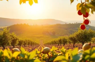 A serene field showcasing nature's bounty with vibrant vegetables and fruits.