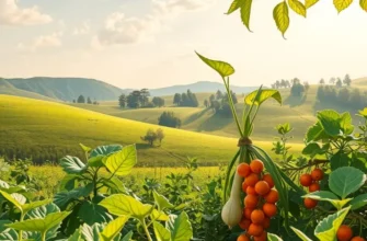 A lush landscape showcasing an array of vibrant fruits and vegetables growing naturally.