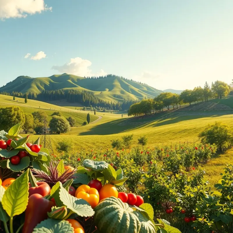 A sunlit organic farm showcasing the essence of natural nutrition.