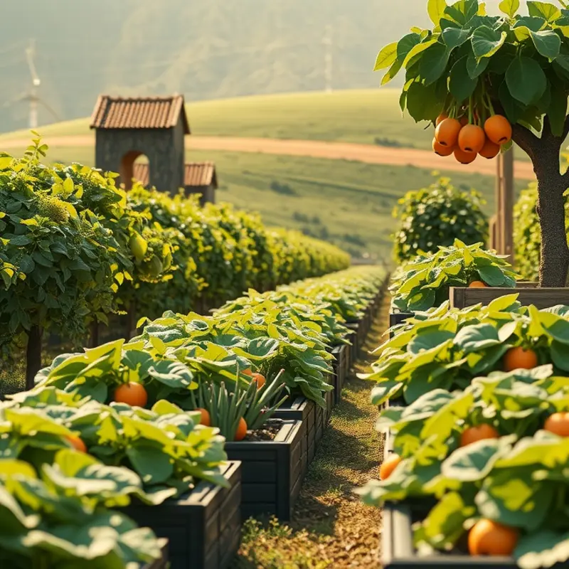A vibrant, sunlit field showcasing the abundance of organic produce.