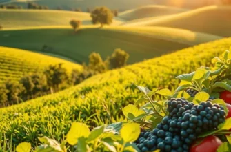 A beautiful sunlit orchard filled with fresh fruits and vegetables, representing healthy hydration.