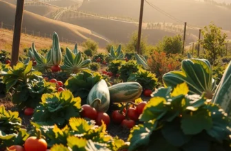 A rich landscape depicting vibrant fruits and vegetables growing in a sunlit field, symbolizing the connection to indigenous culinary practices.