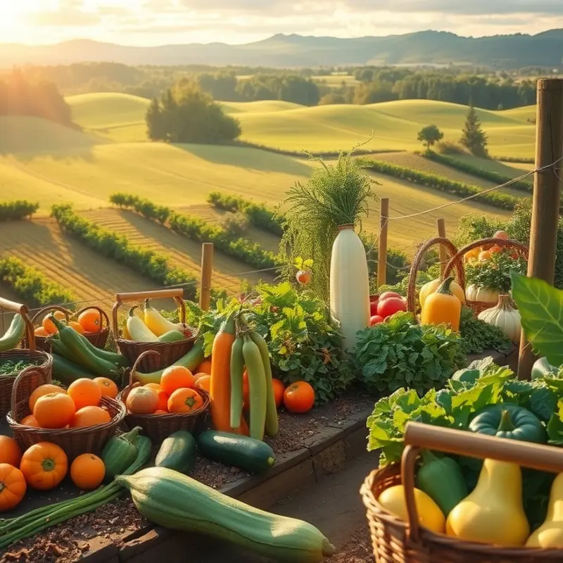 A lush landscape showcasing vibrant indigenous crops, illustrating the connection between the land and traditional cooking.