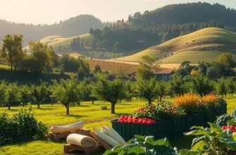 A scenic view of lush greenery with vibrant produce representing Indonesian agricultural diversity.