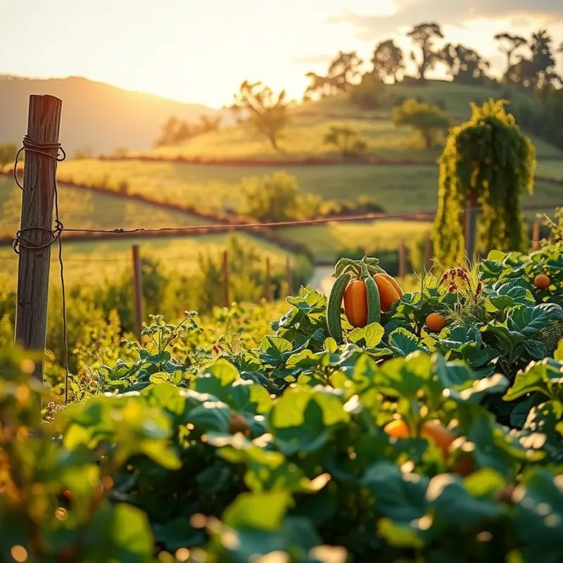A sunlit field teeming with vibrant, organic produce.