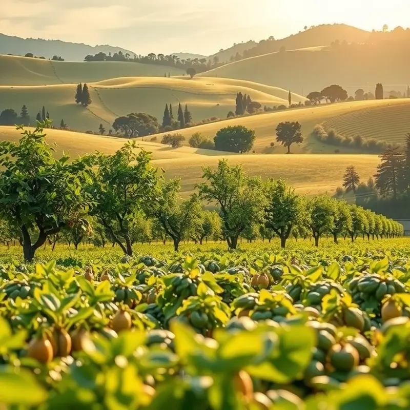 A vibrant orchard showcasing fresh organic produce.