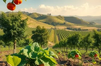 A lush green orchard illustrating the abundance of organic fruits and vegetables.