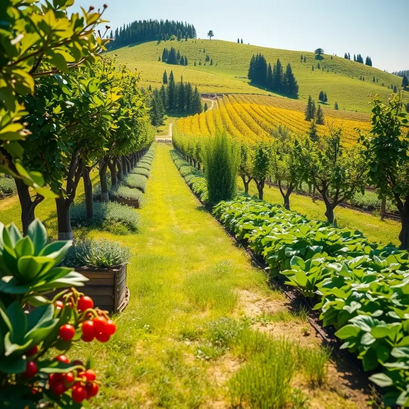 A sunlit field filled with vibrant, organic produce.