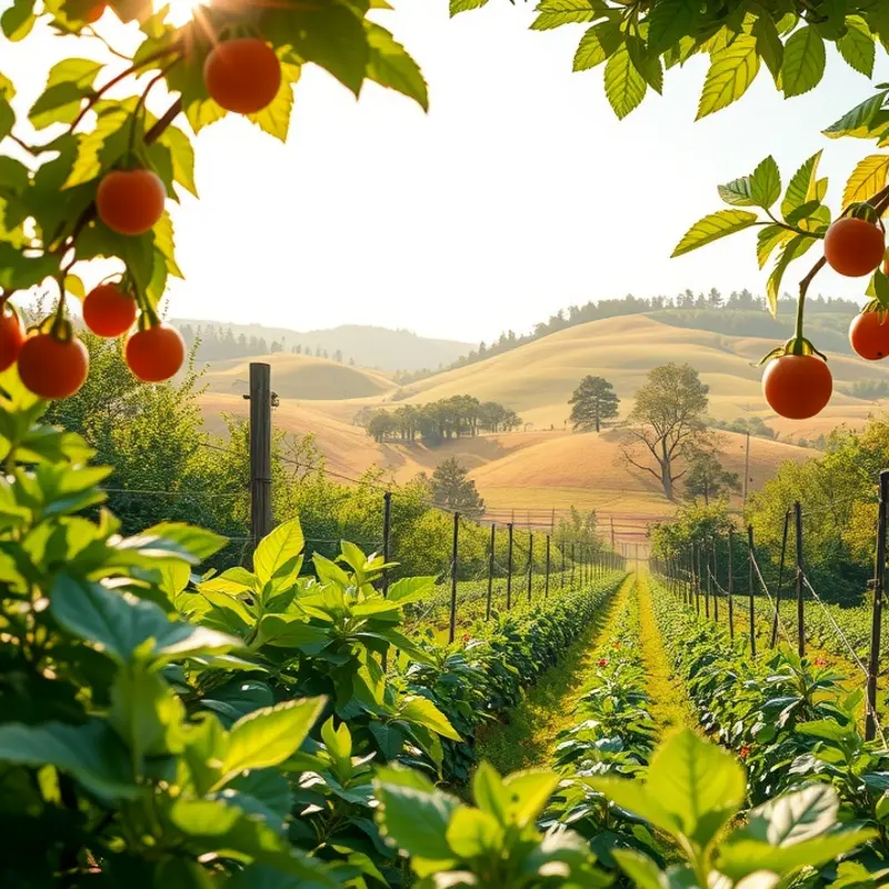 A serene sunlit orchard illustrating the tranquility essential to Japanese tea ceremonies.