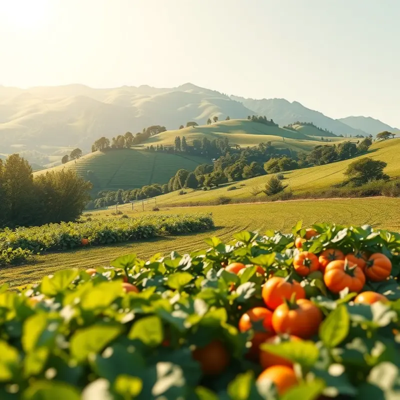 A vibrant Irish farm field booming with organic produce.