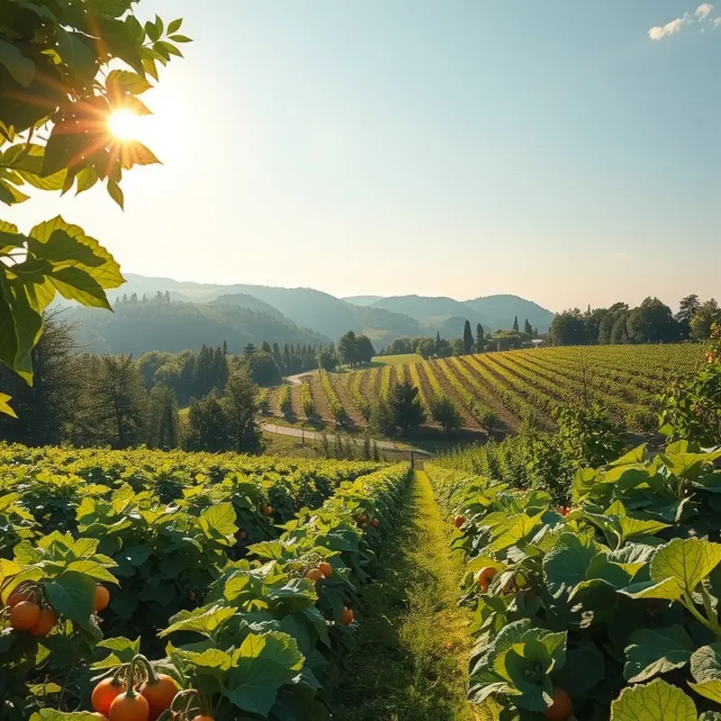 A lush field illustrating fresh organic produce.