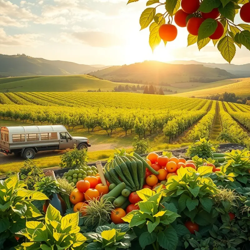 A sunlit field showcasing organic produce abundant in polyphenols.