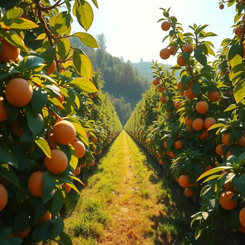 Vibrant vegetables and fruits thriving in a sunlit organic field.