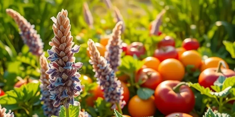 A sunlit field full of organic produce symbolizing natural health and vitality.