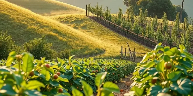 A picturesque scene of greenery and fresh produce growing in a sunlit field, embodying the essence of healthy nutrition.