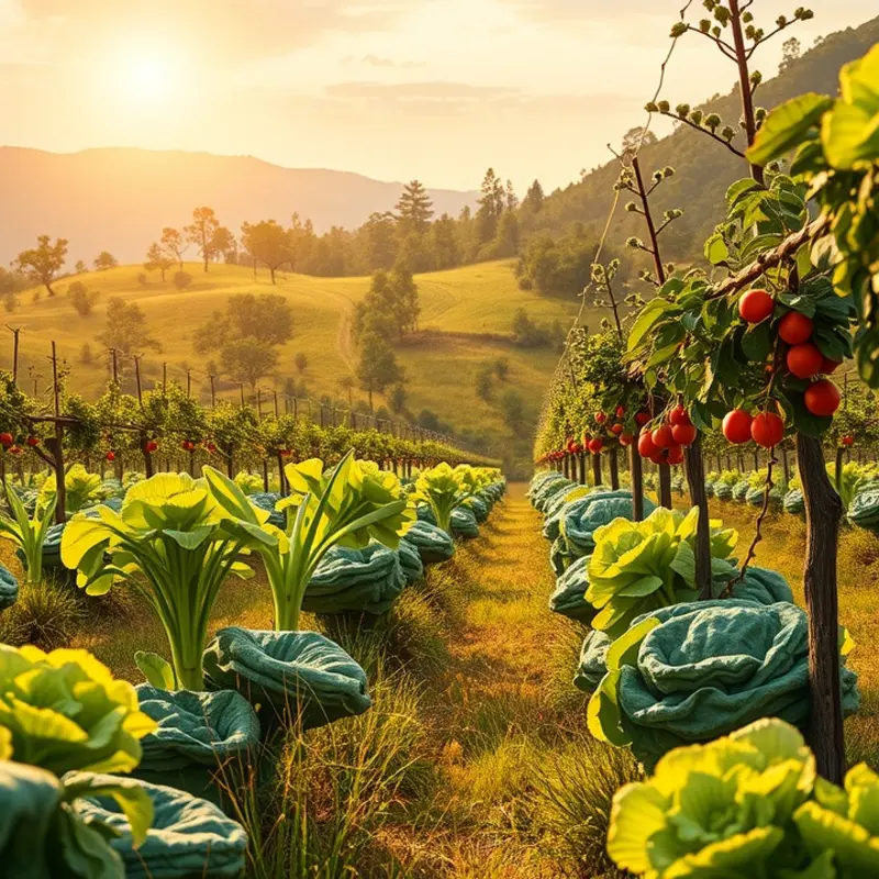 A vibrant field teeming with organic fruits and vegetables, emphasizing nature’s bounty.