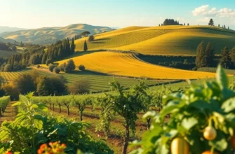 A picturesque field filled with organic fruits and vegetables representing healthy nutrition.