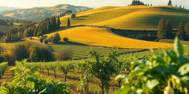 A picturesque field filled with organic fruits and vegetables representing healthy nutrition.