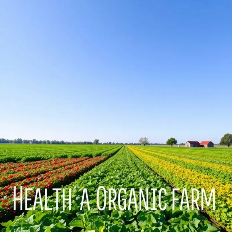 An organic farm flourishing with vibrant crops in a peaceful setting.