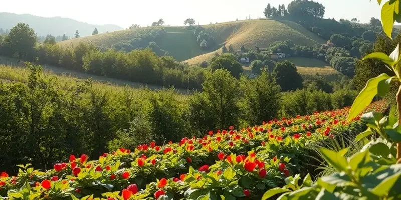 A picturesque sunlit field representing the abundance and freshness connected to tea culture.