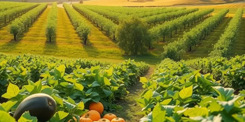 A beautiful landscape filled with a variety of fresh produce growing naturally.