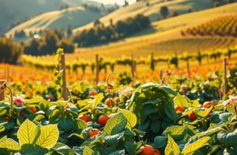 A vibrant scene depicting a sunlit field rich in organic produce.