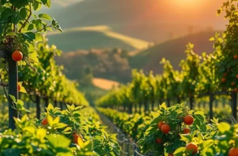 A beautiful natural scene depicting lush, organic produce in a sunlit landscape.