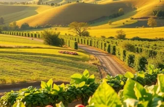 An expansive field filled with vibrant organic vegetables and fruits, bathed in sunlight.