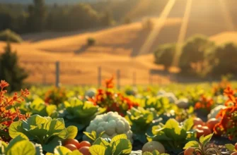 A natural scenery focusing on an abundance of organic fruits and vegetables.