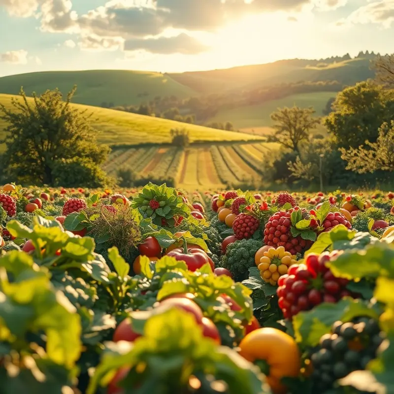 Vibrant produce flourishing in a sunlit orchard.