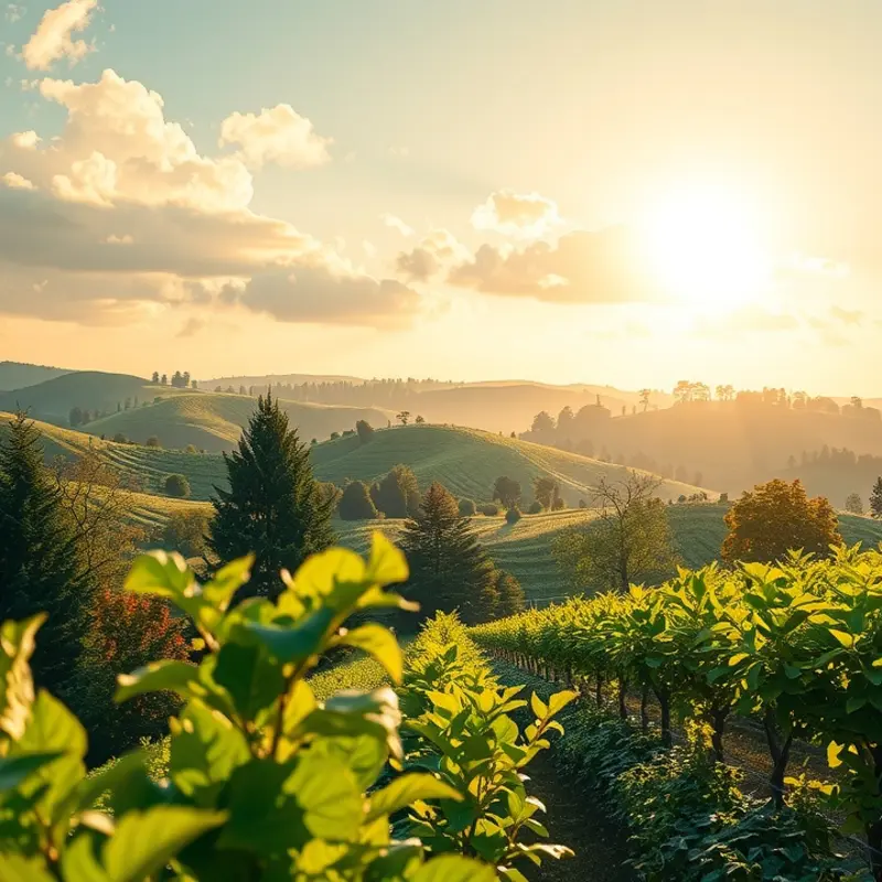 An illustration of vibrant fields representing the natural sources of high-quality protein.