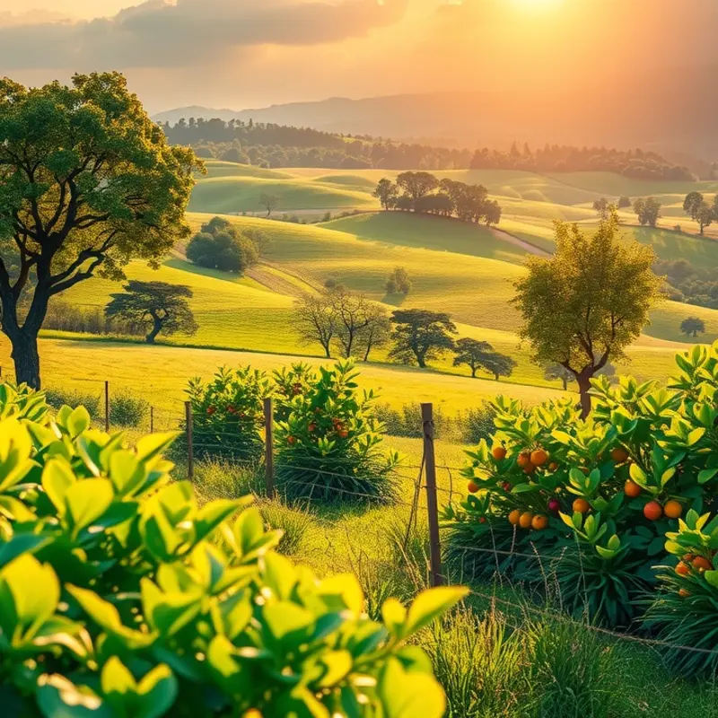 An illustration of vibrant fields representing the natural sources of high-quality protein.
