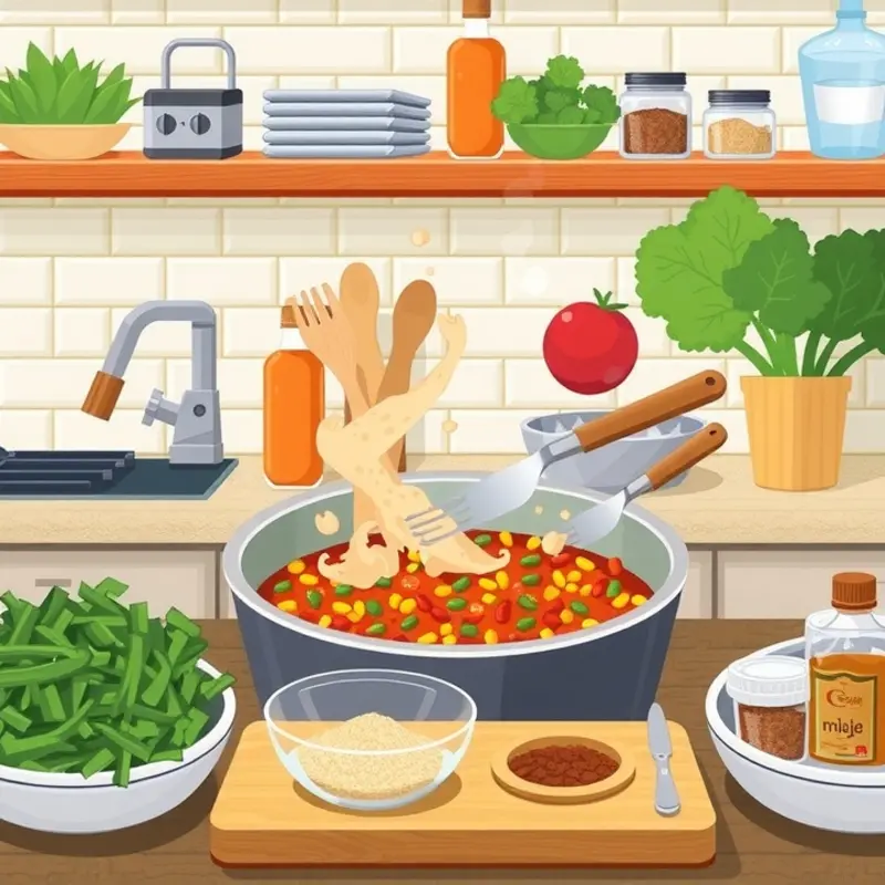 An organized meal prep setup featuring various healthy ingredients.