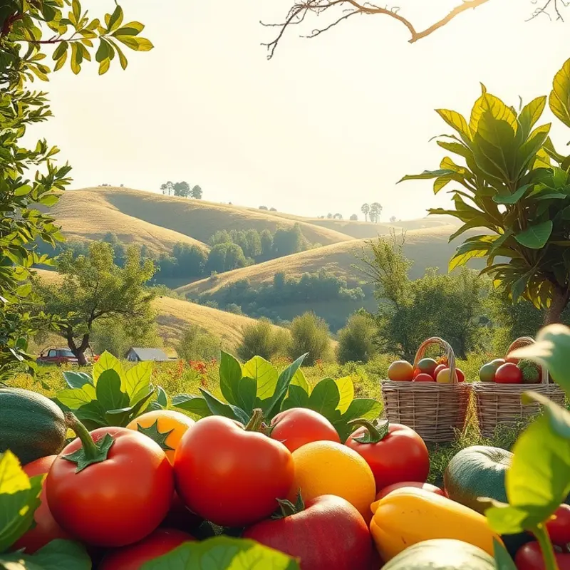 A vibrant field showcasing fresh organic produce.