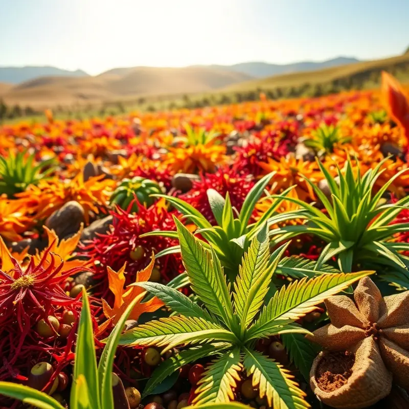 A picturesque field showcasing a variety of vibrant spices.