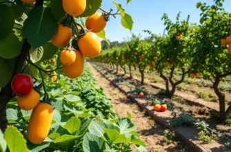A sunny field showcasing a variety of fresh produce growing abundantly in a natural setting.
