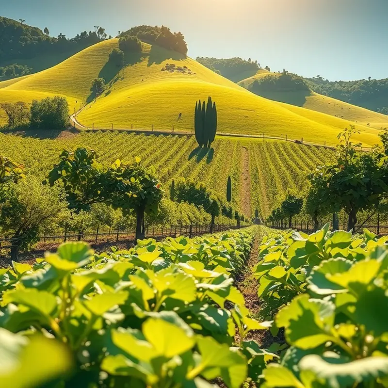A vibrant sunlit field filled with fresh, organic produce.