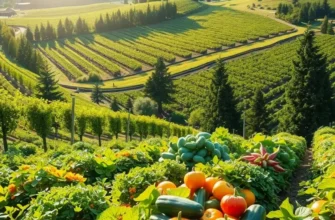 A serene sunlit field abundant with fresh vegetables and fruits, embodying health and nourishment.