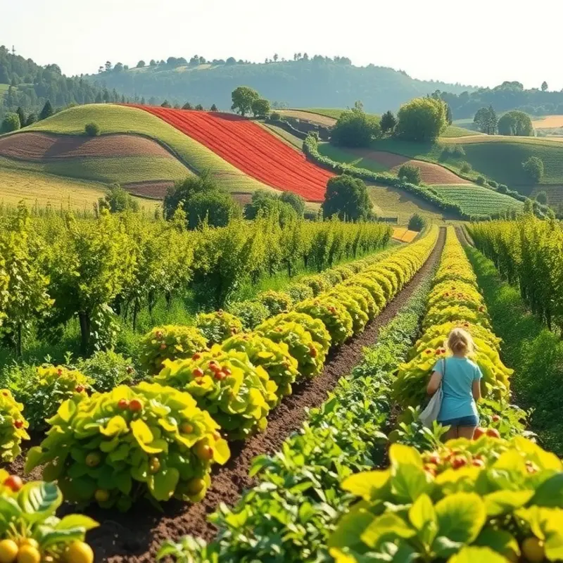 A sunlit field rich with organic produce, symbolizing health and nutrition.