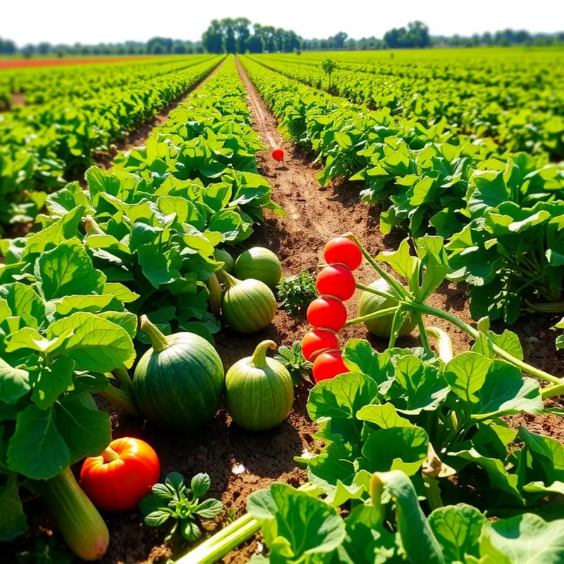 A sunlit field showcasing the abundance of organic produce.